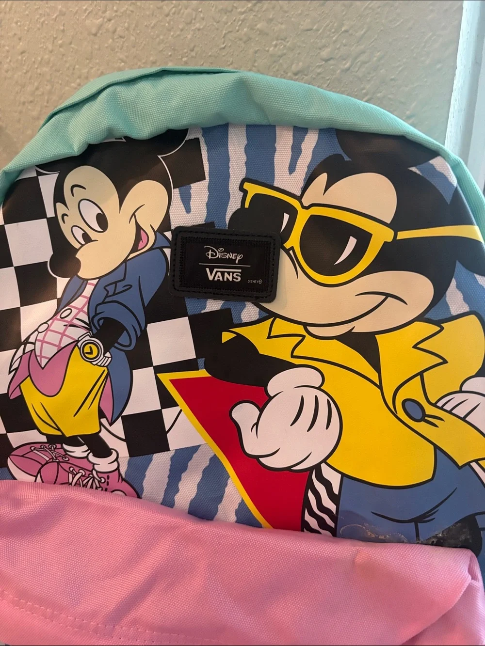 Kids Vans Mint, Pink & Yellow Mickey Backpack